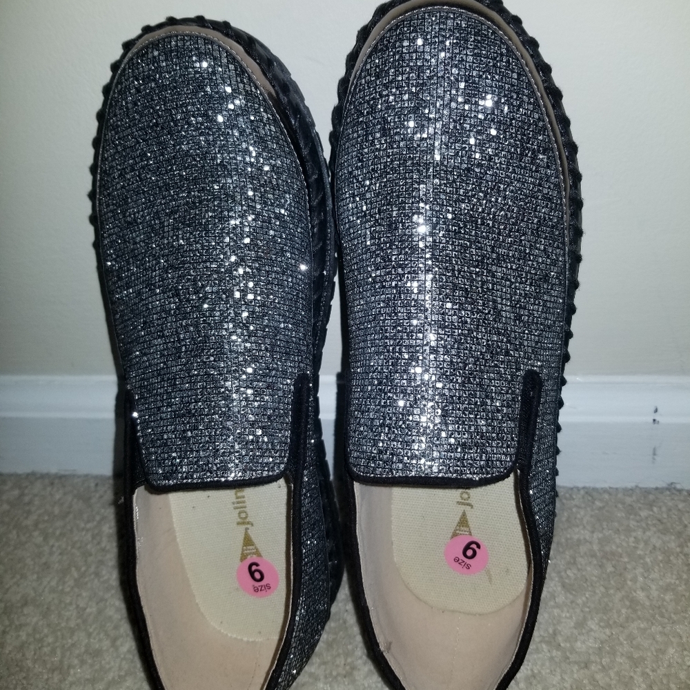 Black and Silver Sparkle Shoes